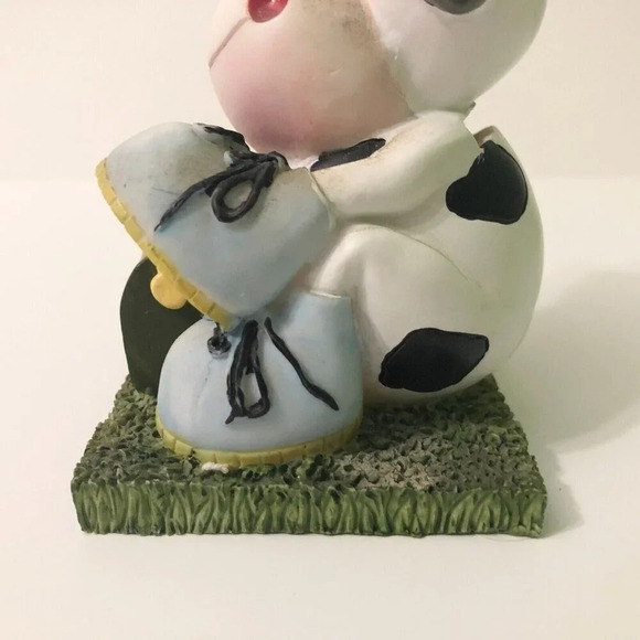 Vintage  Cow With Butterfly Coin Bank Resin Figure 4 Inch Tall - Picture 5 of 15